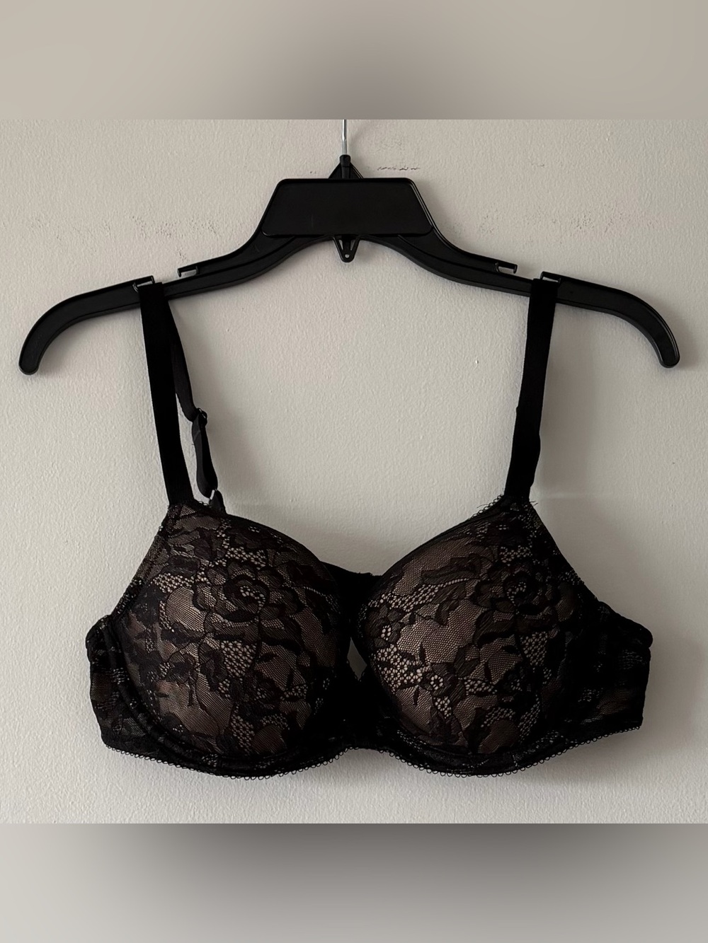 Wacoal Lace Finesse Contour T-Shirt Bra 853201 Black Floral Underwire 38C